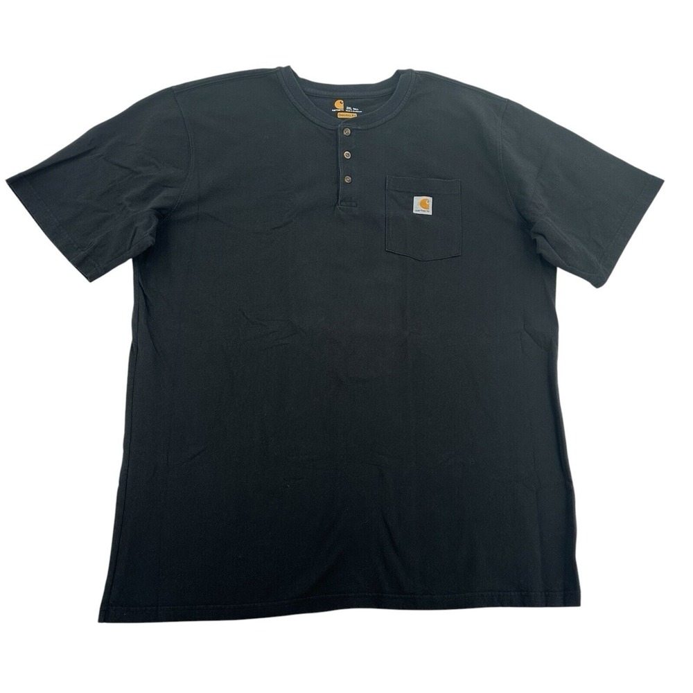 Carhartt Tall Black Short Sleeve Mens 2XL Henley Pocket T-Shirt K84 BLK Original